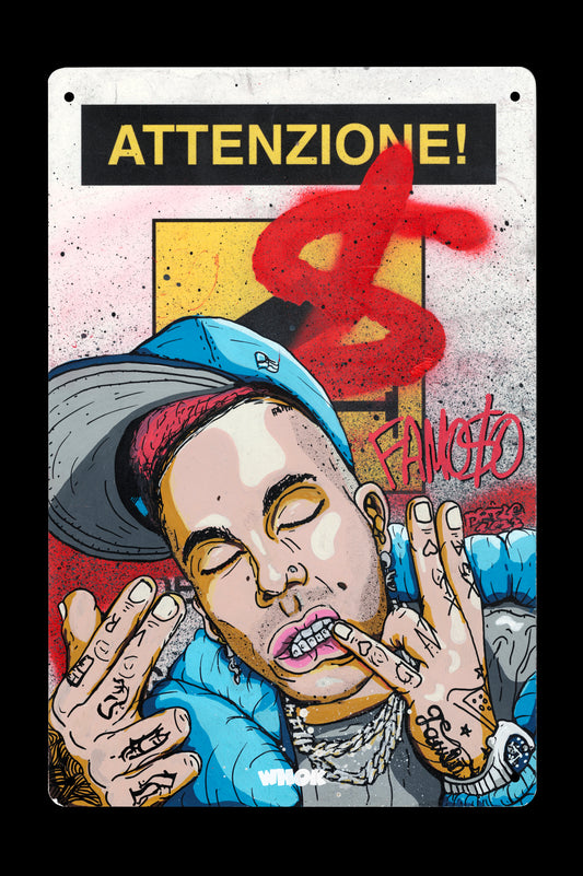 Sfera Ebbasta warning sign